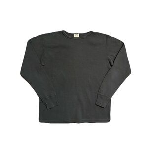 Loop Weft Japan Thermal Waffle Knit Long Sleeve Shirt Size L Made in Japan Gray